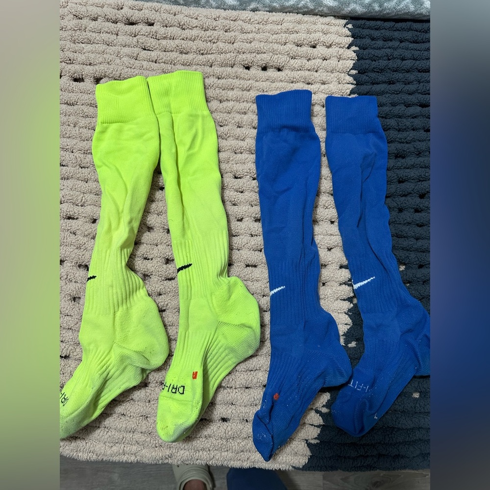 Nike Bright Green and Royal Blue Athletic Socks